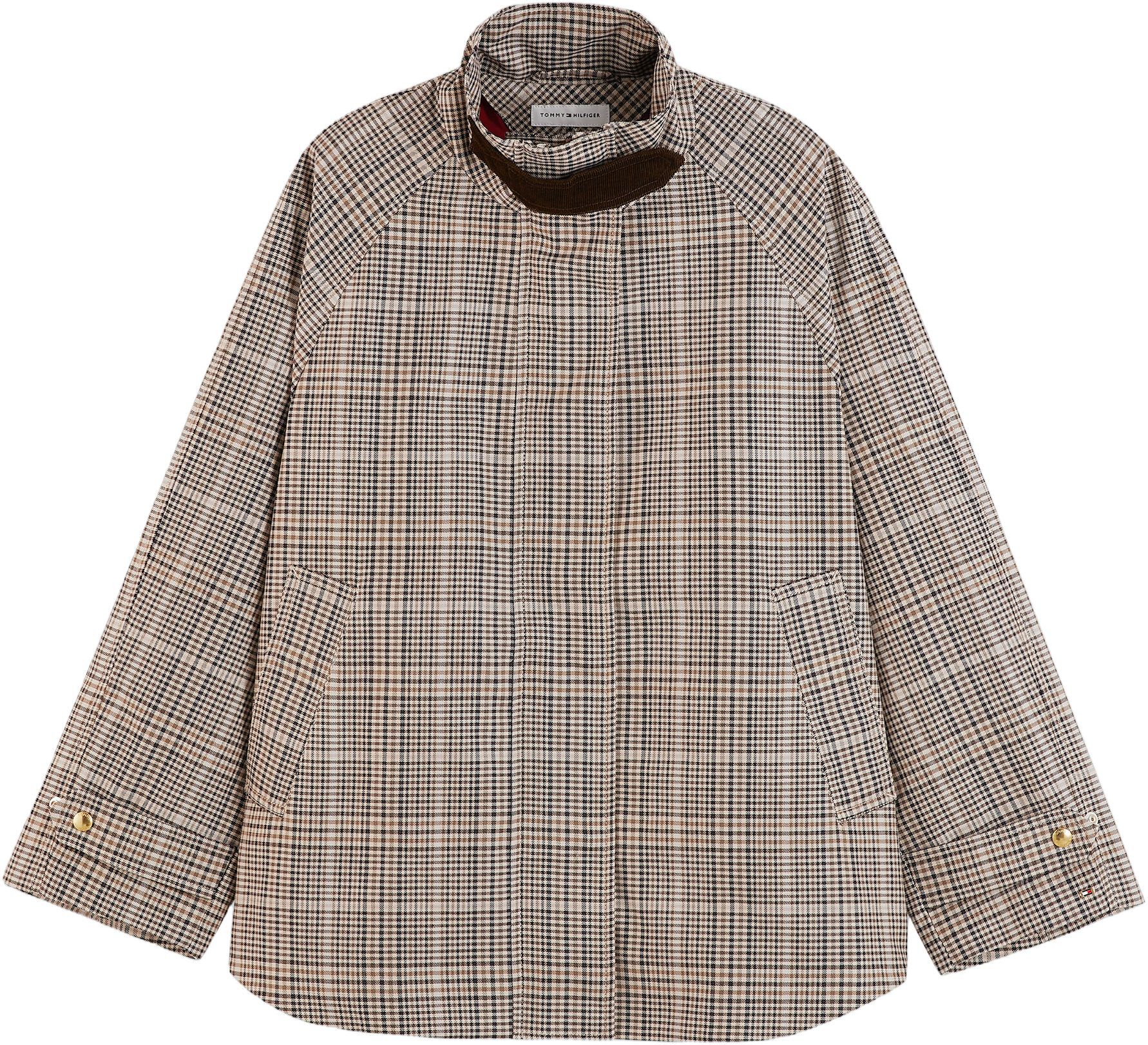 Check Raglan Sleeve Relaxed Cape Coat
