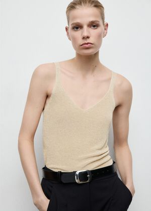 Lurex knitted V-neck top