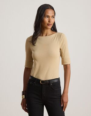 Stretch Cotton Boatneck Tee