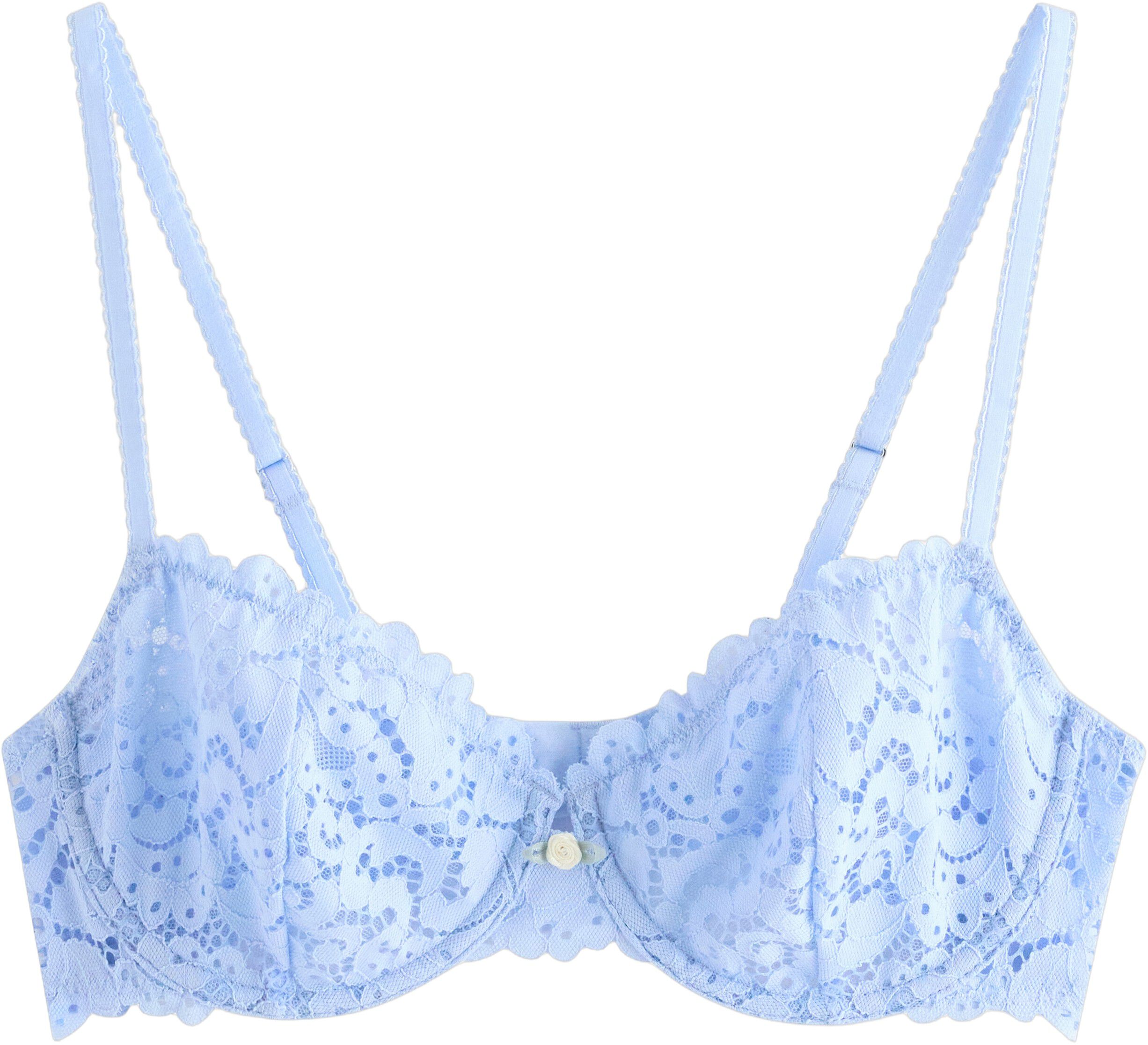 Unpadded wire bra in sheer lace and