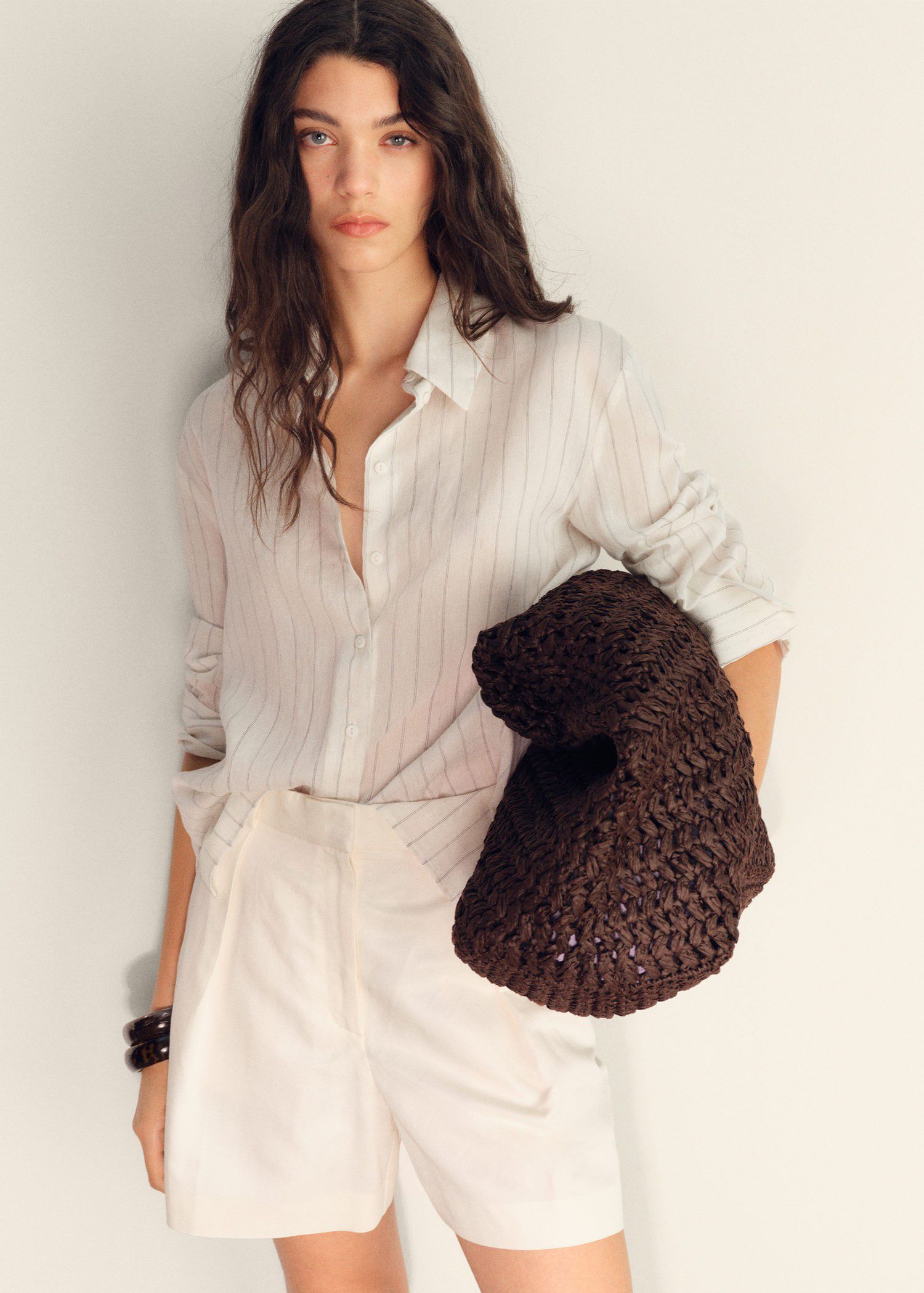 Linen-blend suit bermuda shorts