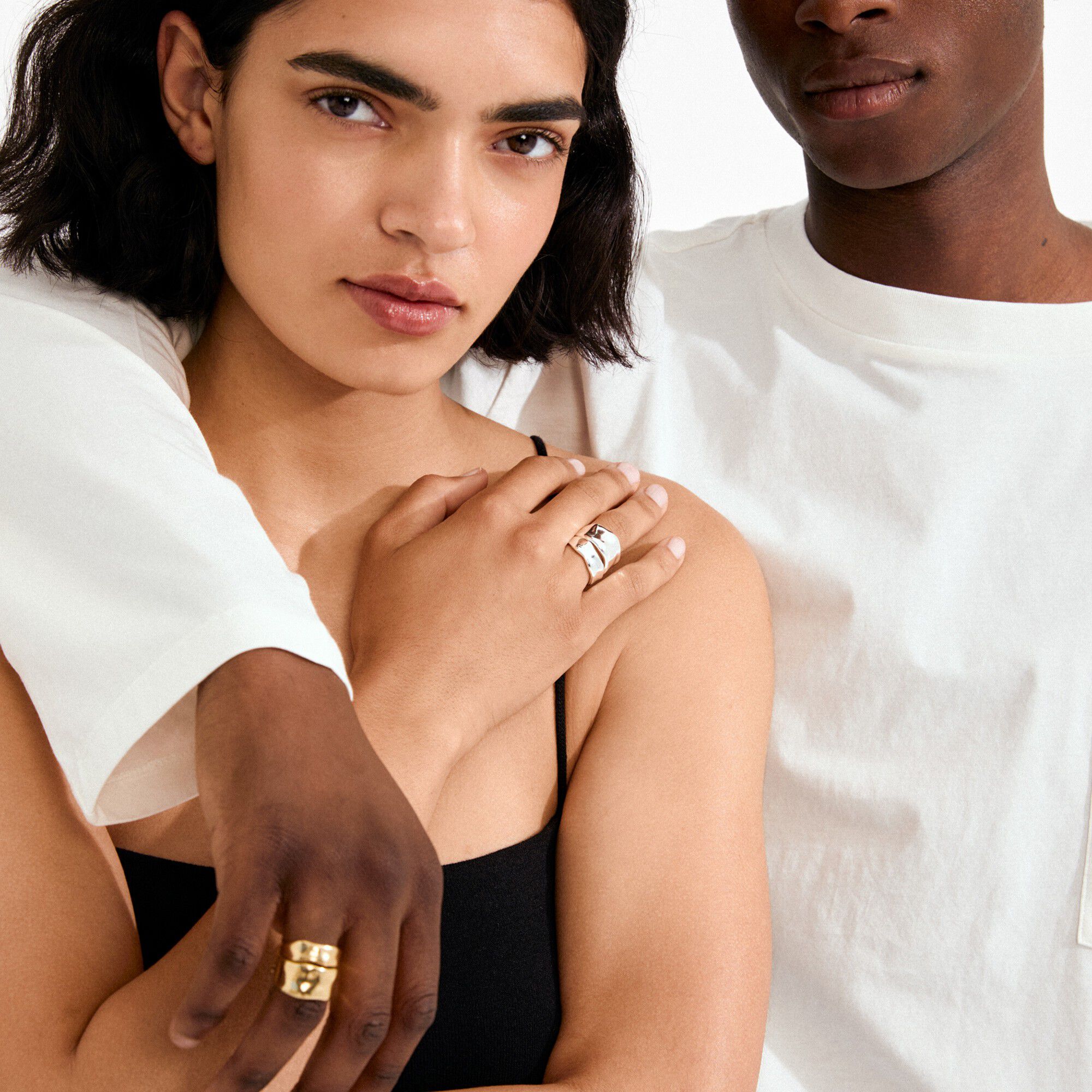 EMBER ringe 2-i-1 s&aelig;t, s&oslash;lvbelagt