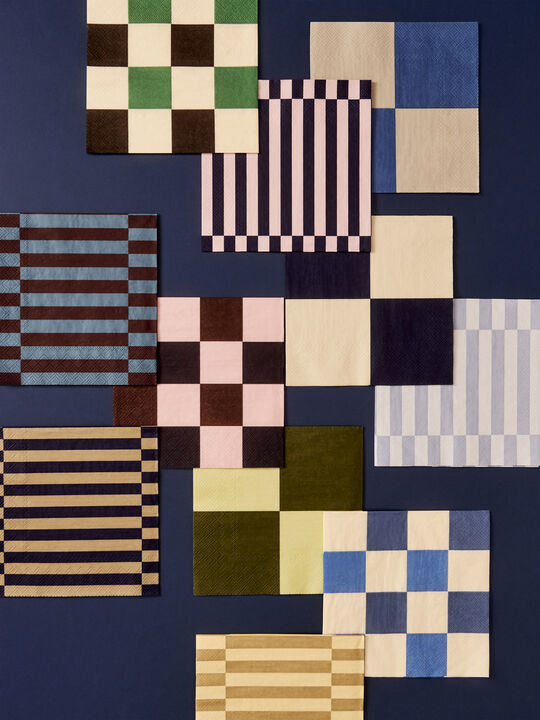 Pattern Napkins-Set of 20 Lunch-Anthracite and bordeaux pillar stripe