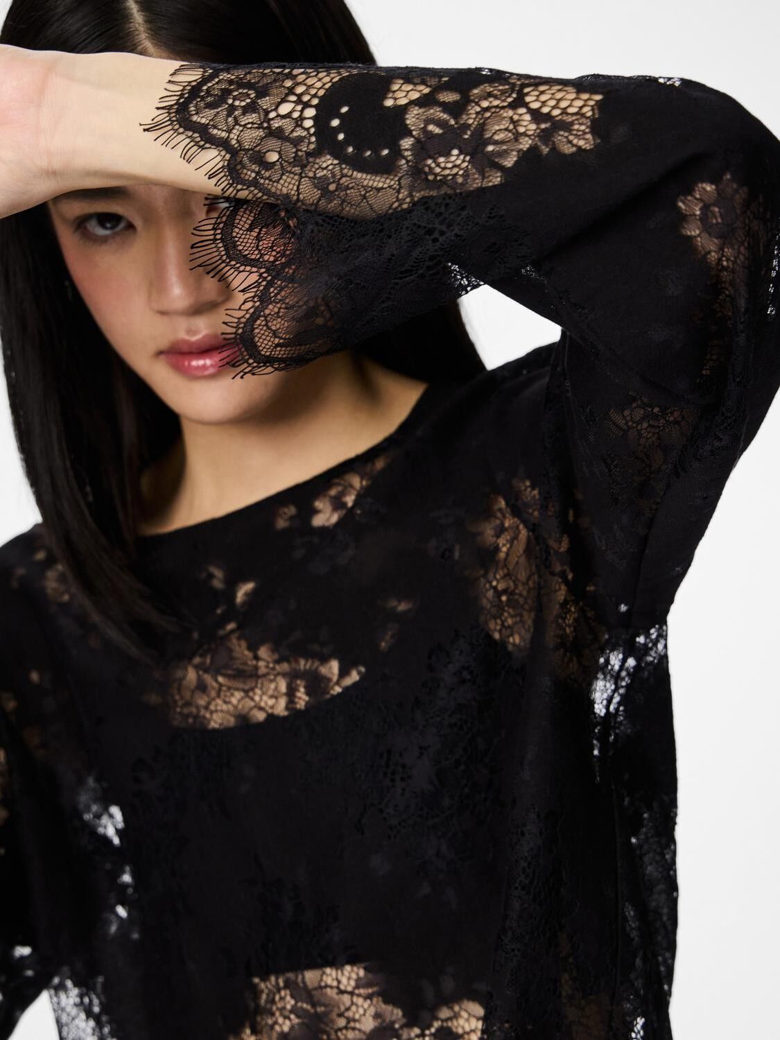 PCRINNE LS LACE TOP WVN KCA