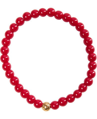 Men's Wristband with Red Jade and Gold