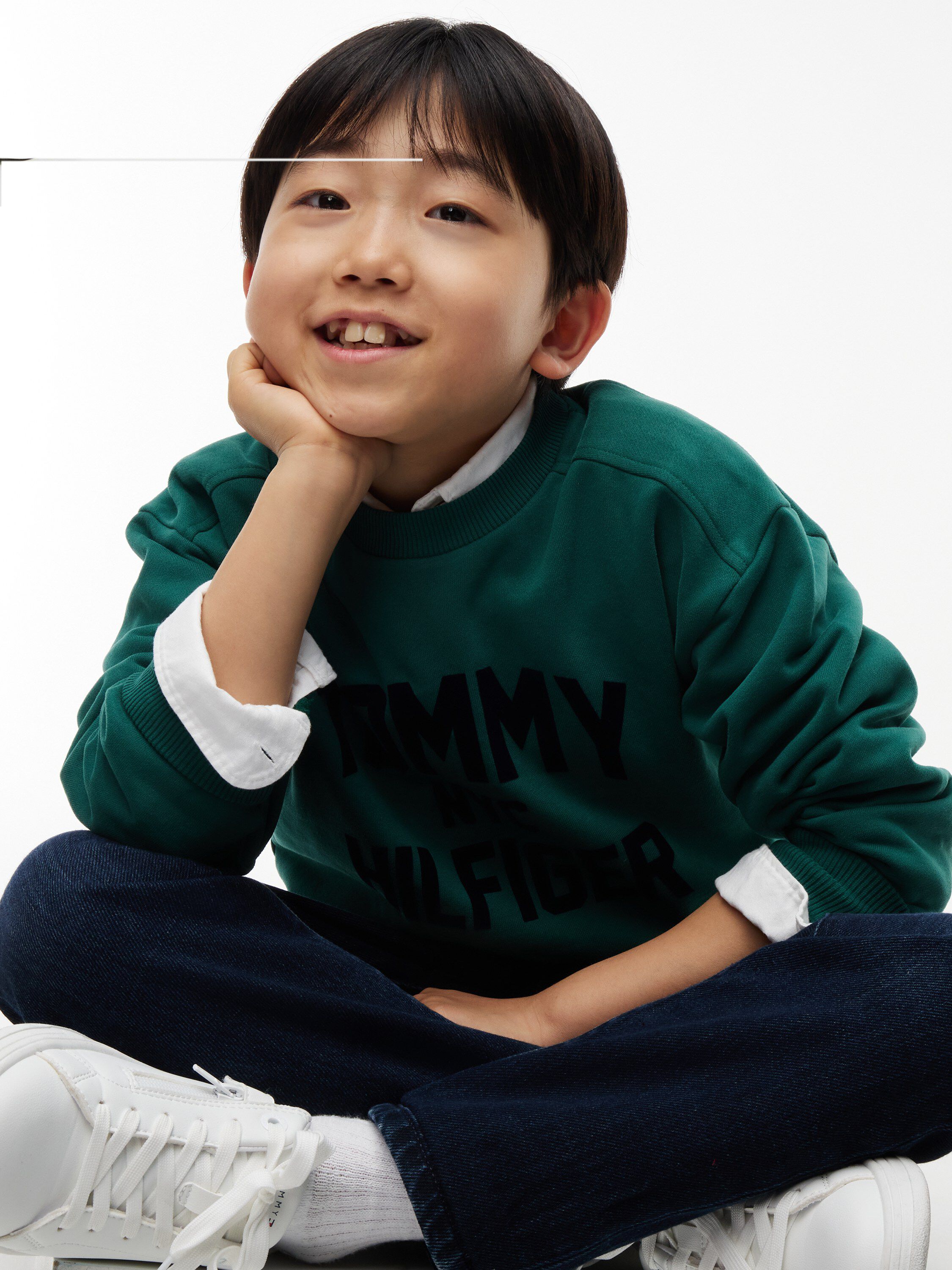 Logo Sueded Crew Neck Sweatshirt