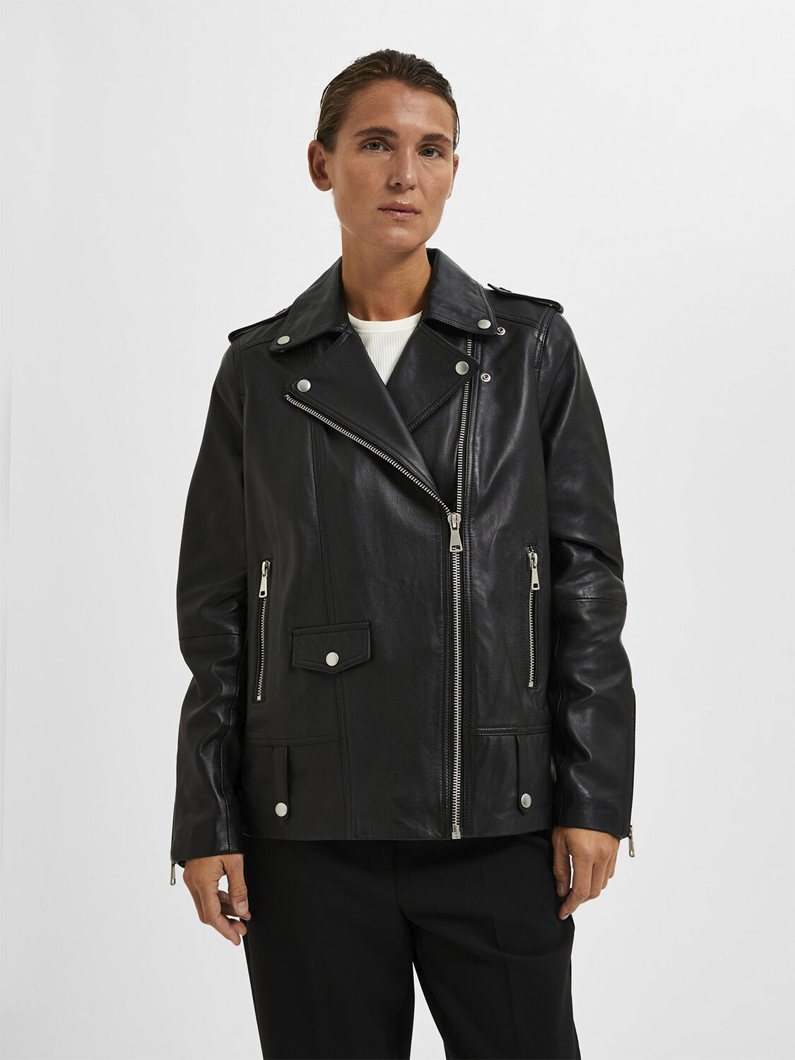 SLFMADISON LEATHER JACKET NOOS