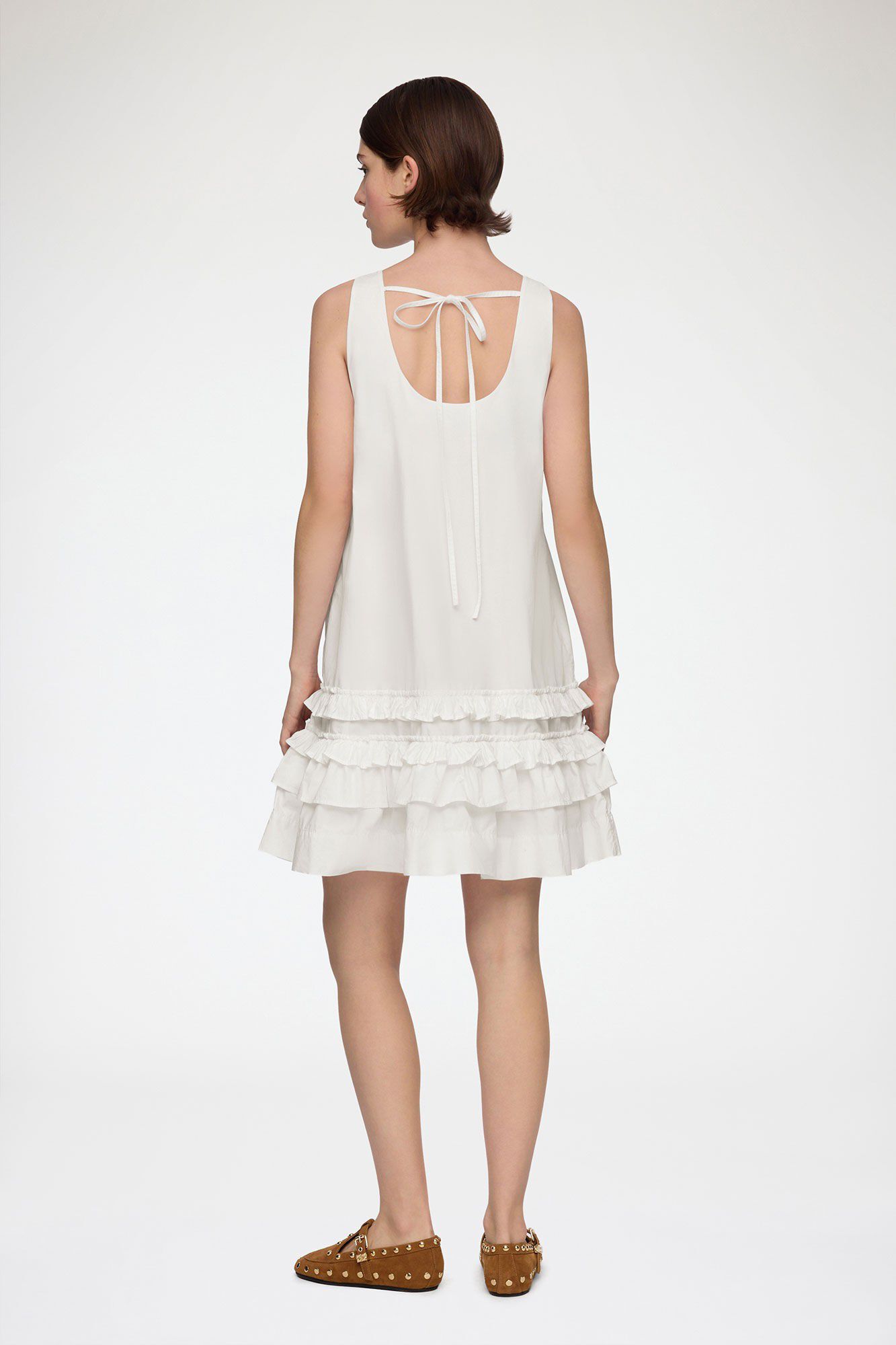 Cotton Poplin U-neck Mini Dress