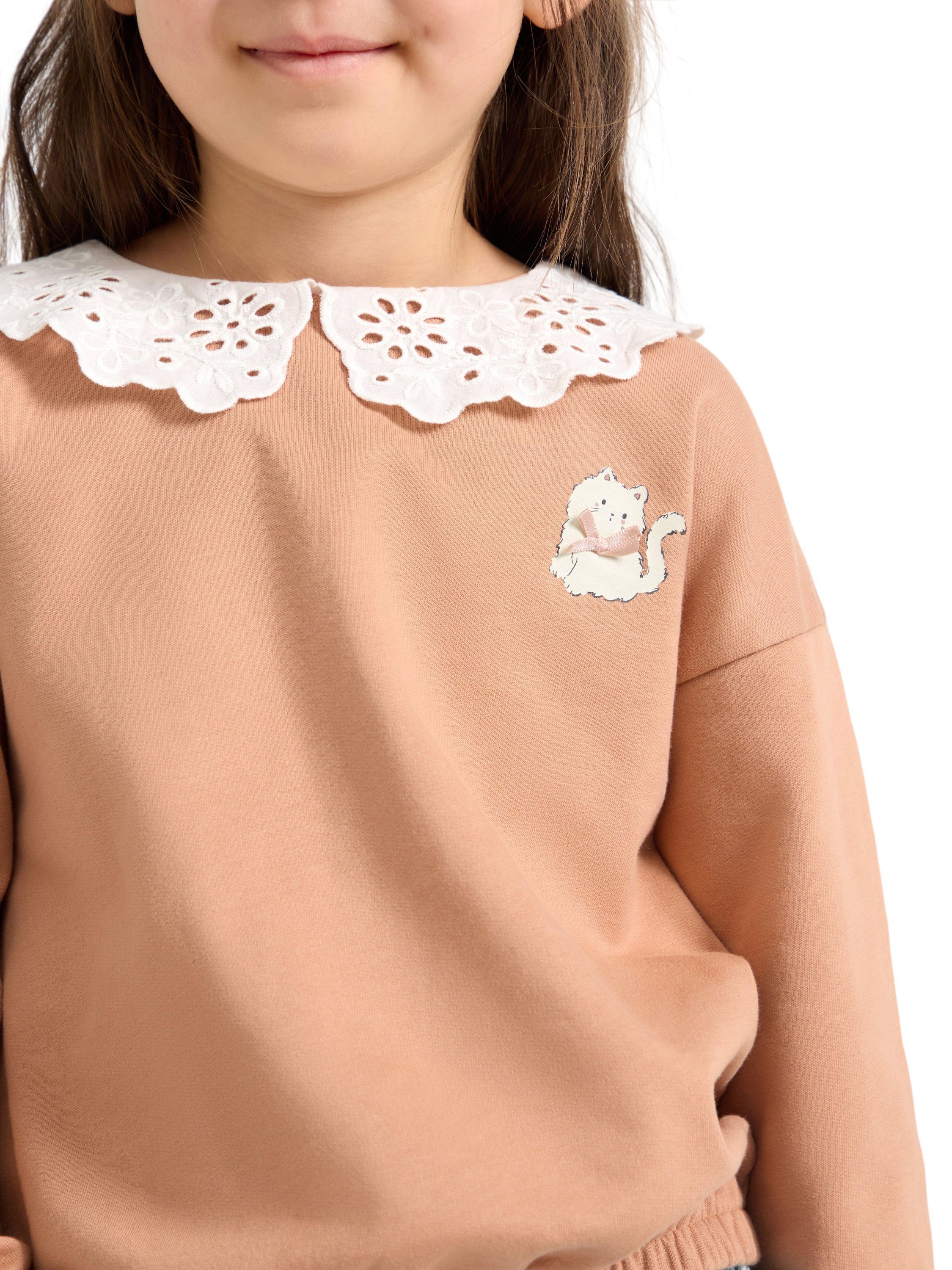 Sweatshirt med krage i broderie ang