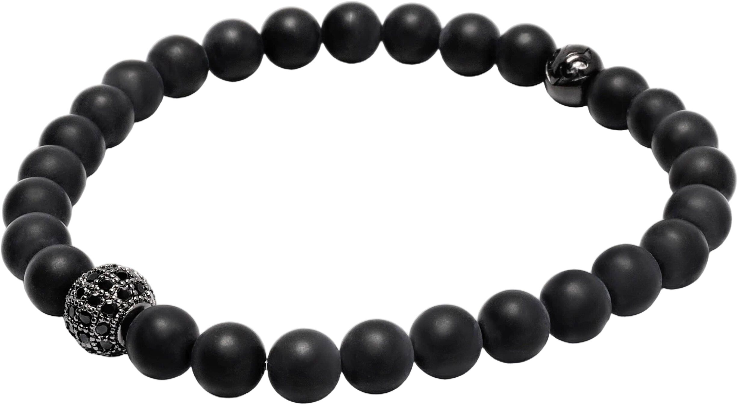 Men's Wristband with Matte Onyx and Black CZ Diamond