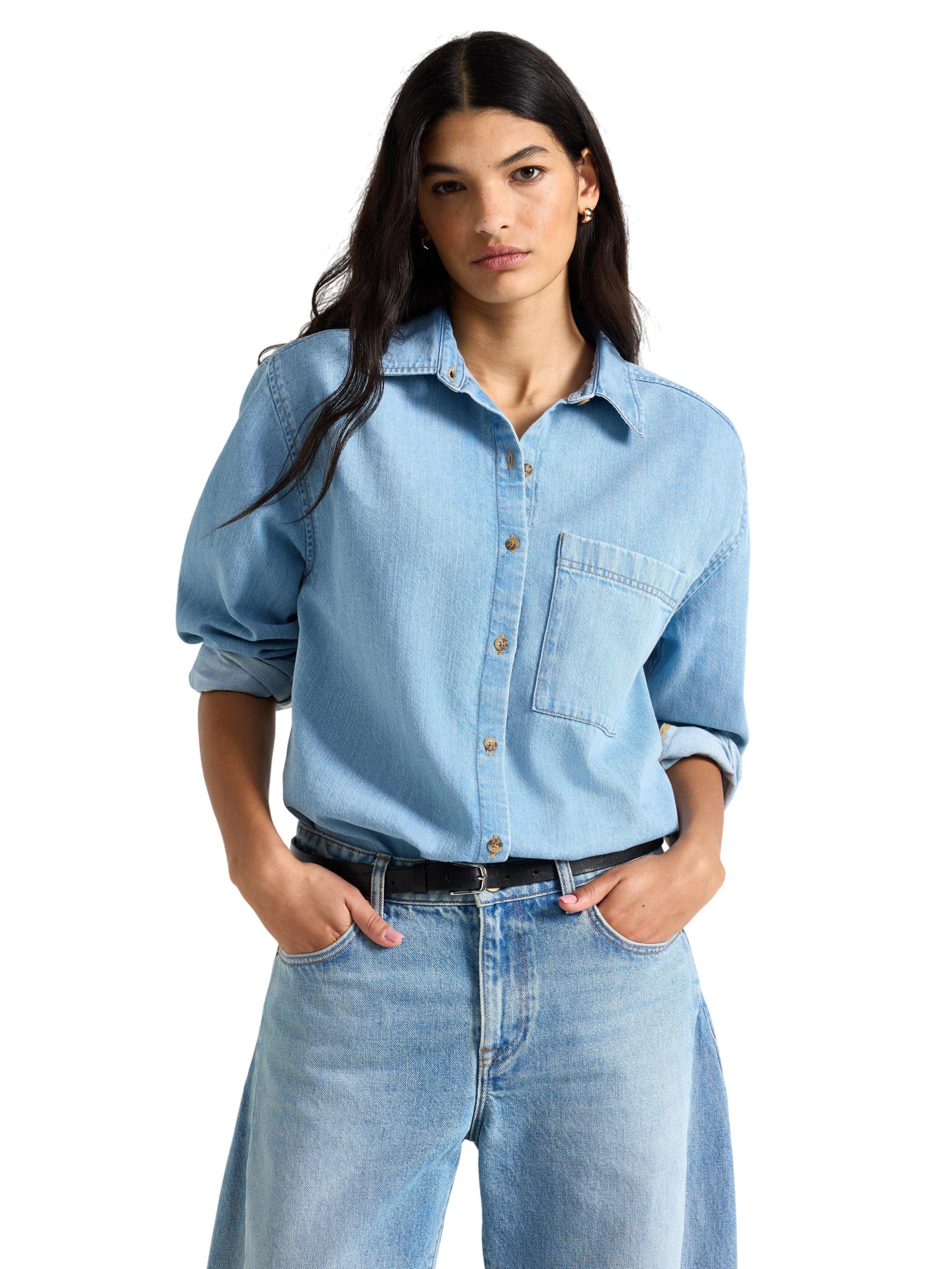 Klassisk denimskjorte med lange erm