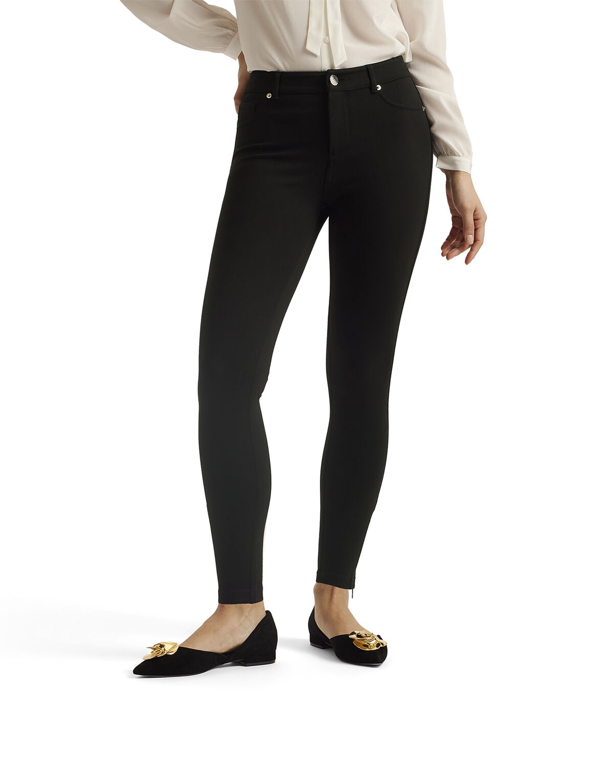 STRENTI skinny zip cuff ponti jegg