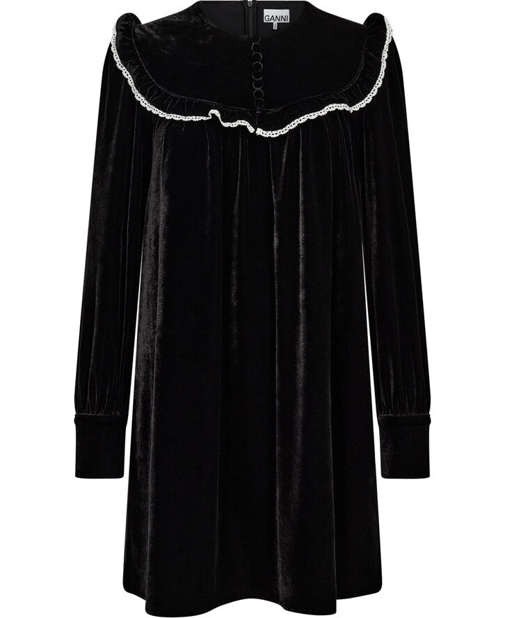 Stretch Velvet Jersey Collar Mini D