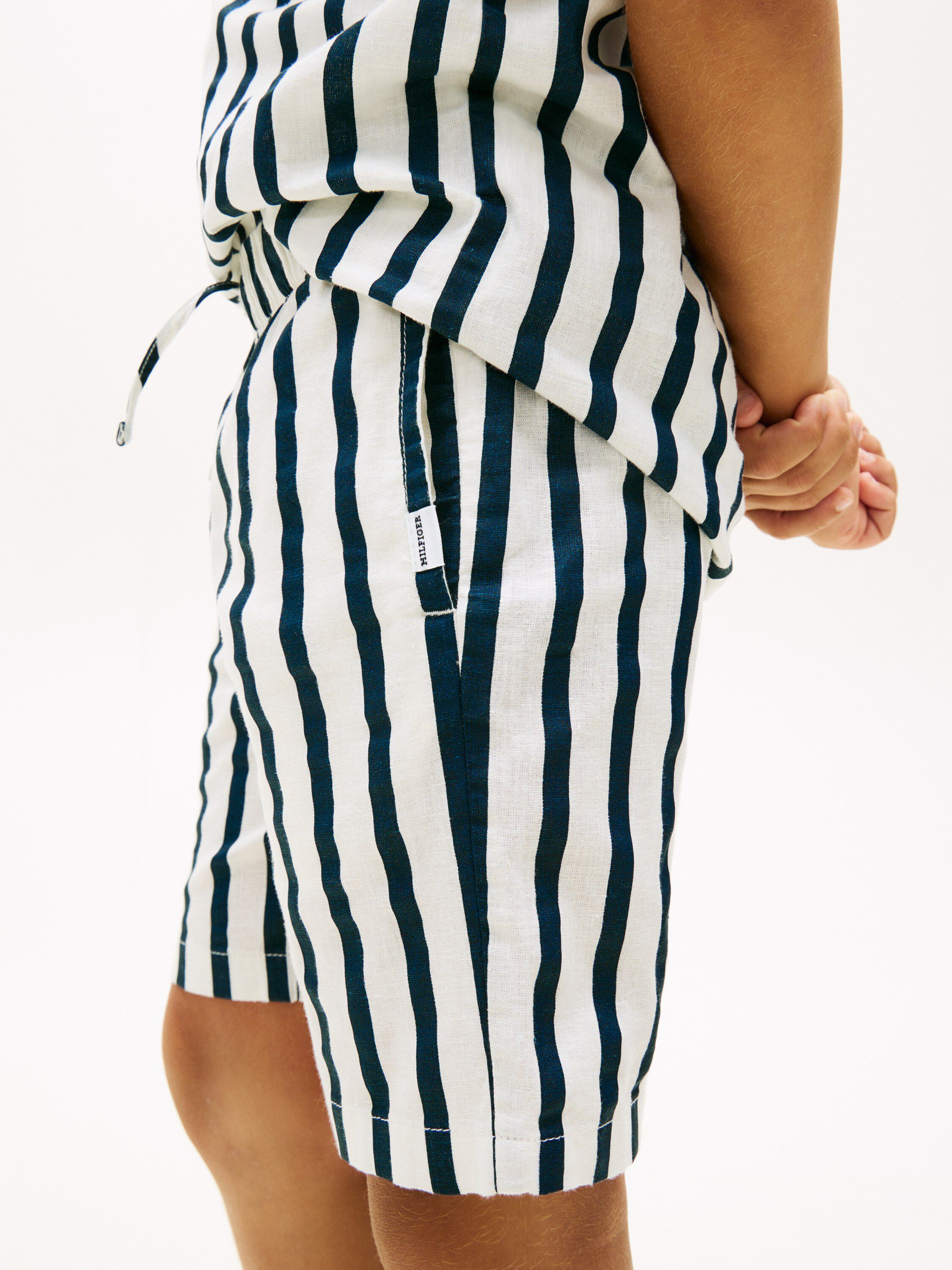 Linen Blend Stripe Relaxed Shorts