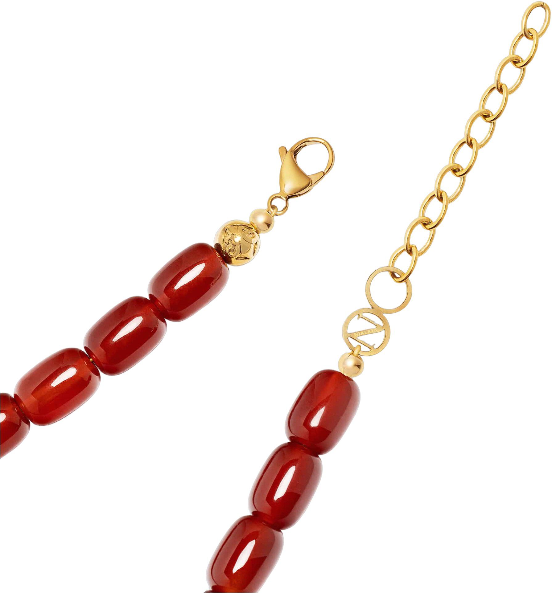 Women's Red Agate Beaded Necklace