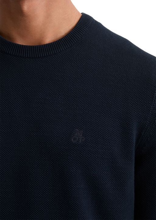 Crewneck, cotton slub, piqué struct