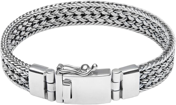 Men's Silver Braided Chain Bracelet