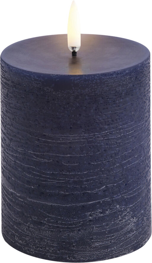 LED pillar candle, Dark blue, Rustic, 7,8 x 10,1 cm (4/24)