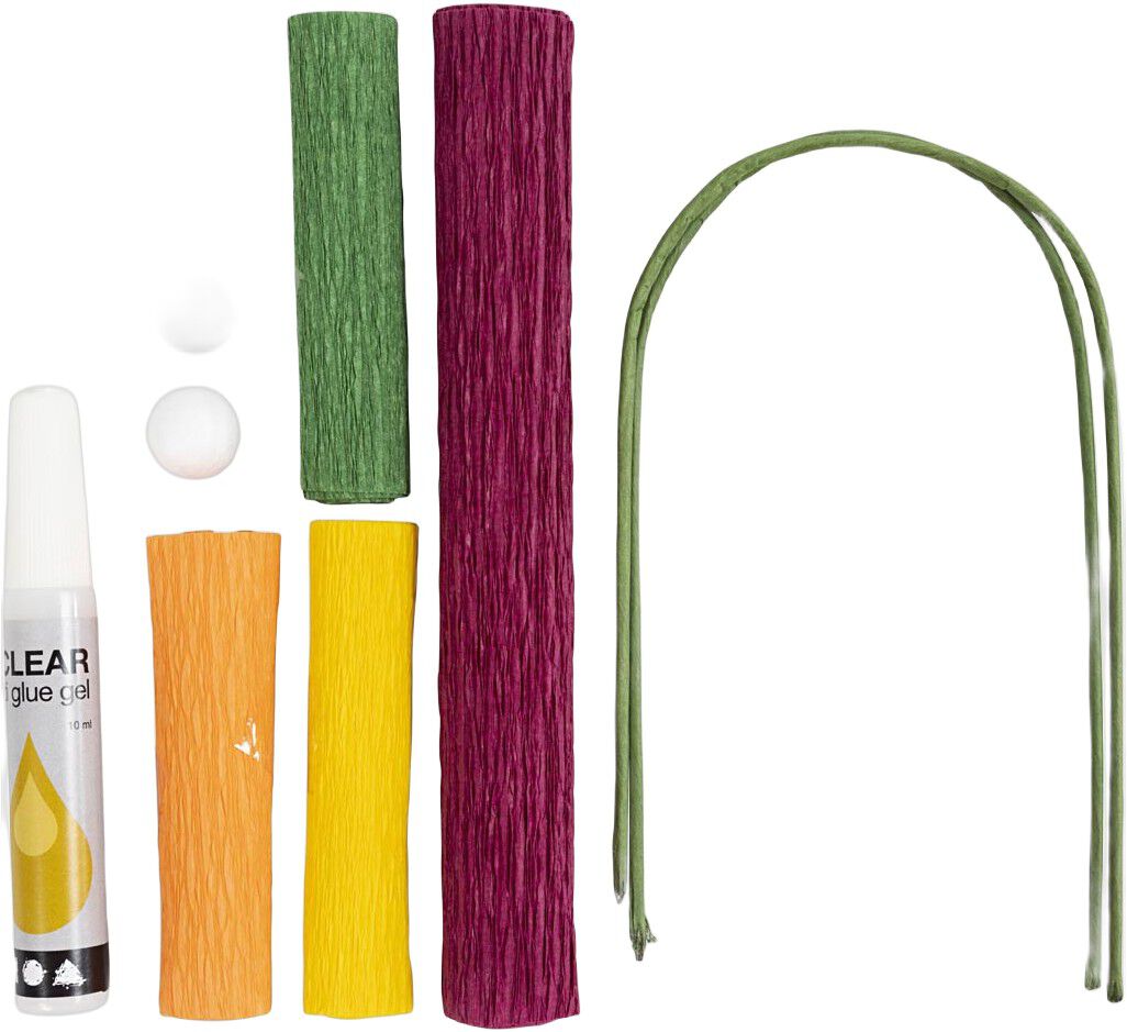 Mini DIY Kit Crepepapir, Valmuer, Str&aelig;k/crepe: 180%, 105 g.