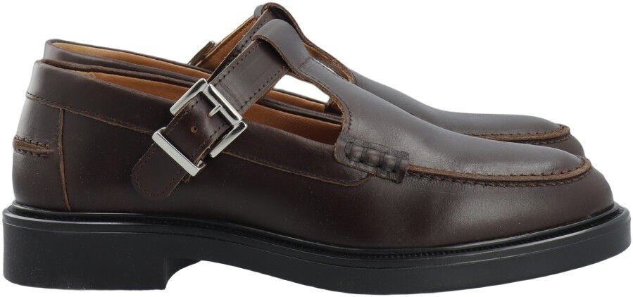 BIAADDA Moc Toe T-Strap Pull Up Leather