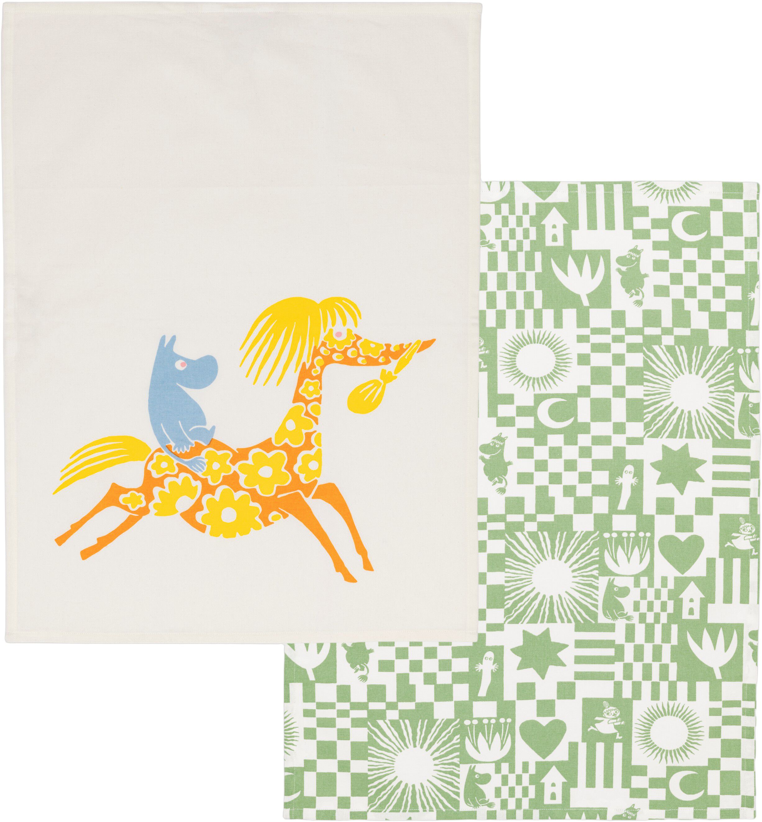 Moomin Arabia 50x70cm viskestykkes&aelig;t Fest gr&oslash;n GOTS