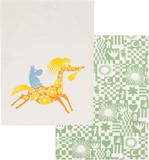 Moomin Arabia 50x70cm viskestykkes&aelig;t Fest gr&oslash;n GOTS