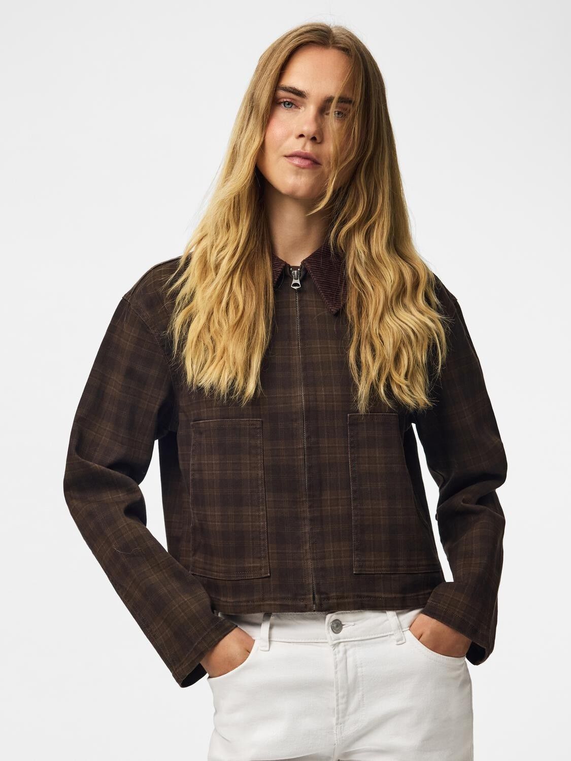 Pcvera Short Check Jacket Dnm