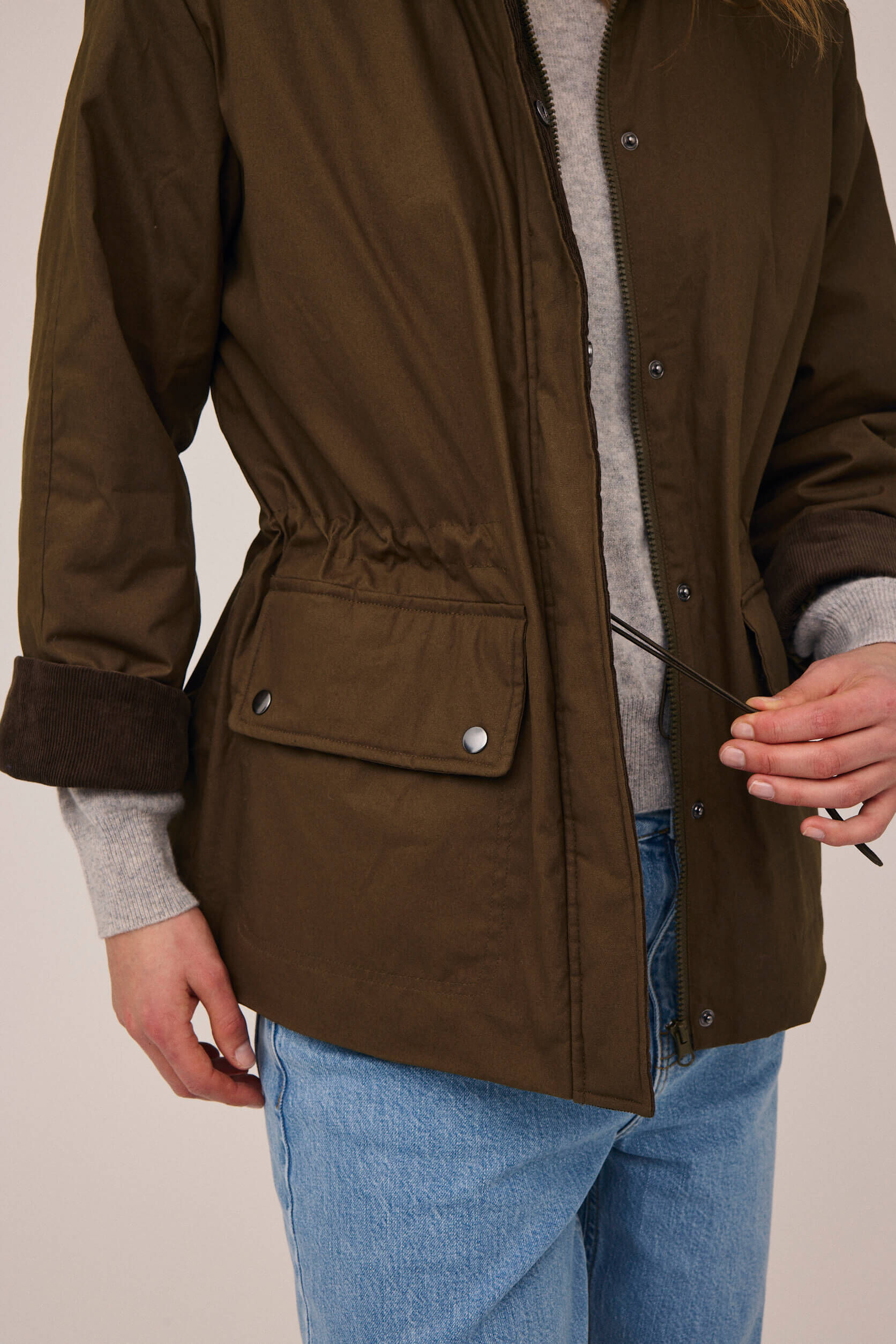 Emmy 2 coated jakke med fl&oslash;jlskanter - GRS