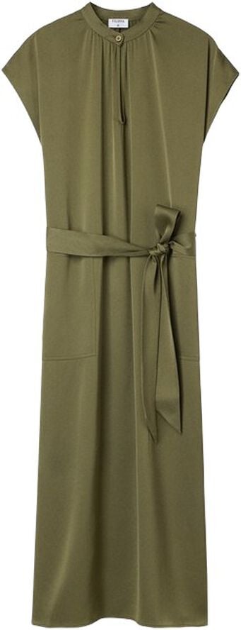 Belted Stand Collar Dress