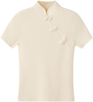 Ribbed knitted jumper with frog clo