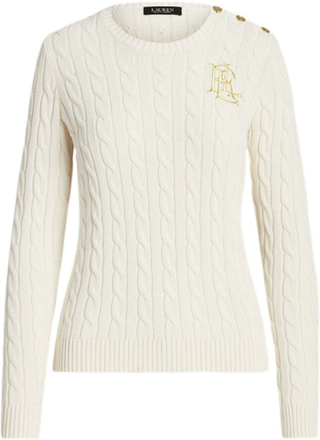 Button-Trim Cable-Knit Cotton Sweater