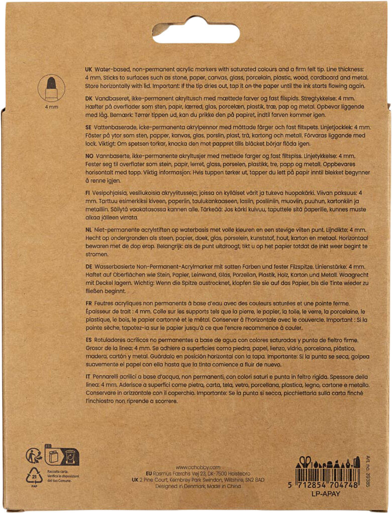 Kreativ Multi Tusch, streg 4 mm.