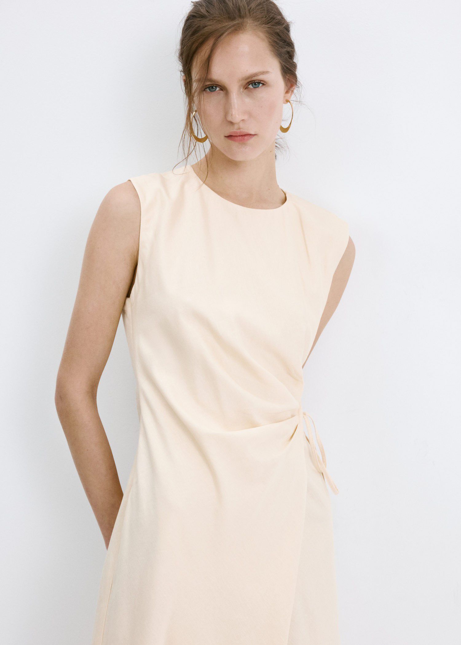 Wrap midi-dress with knot