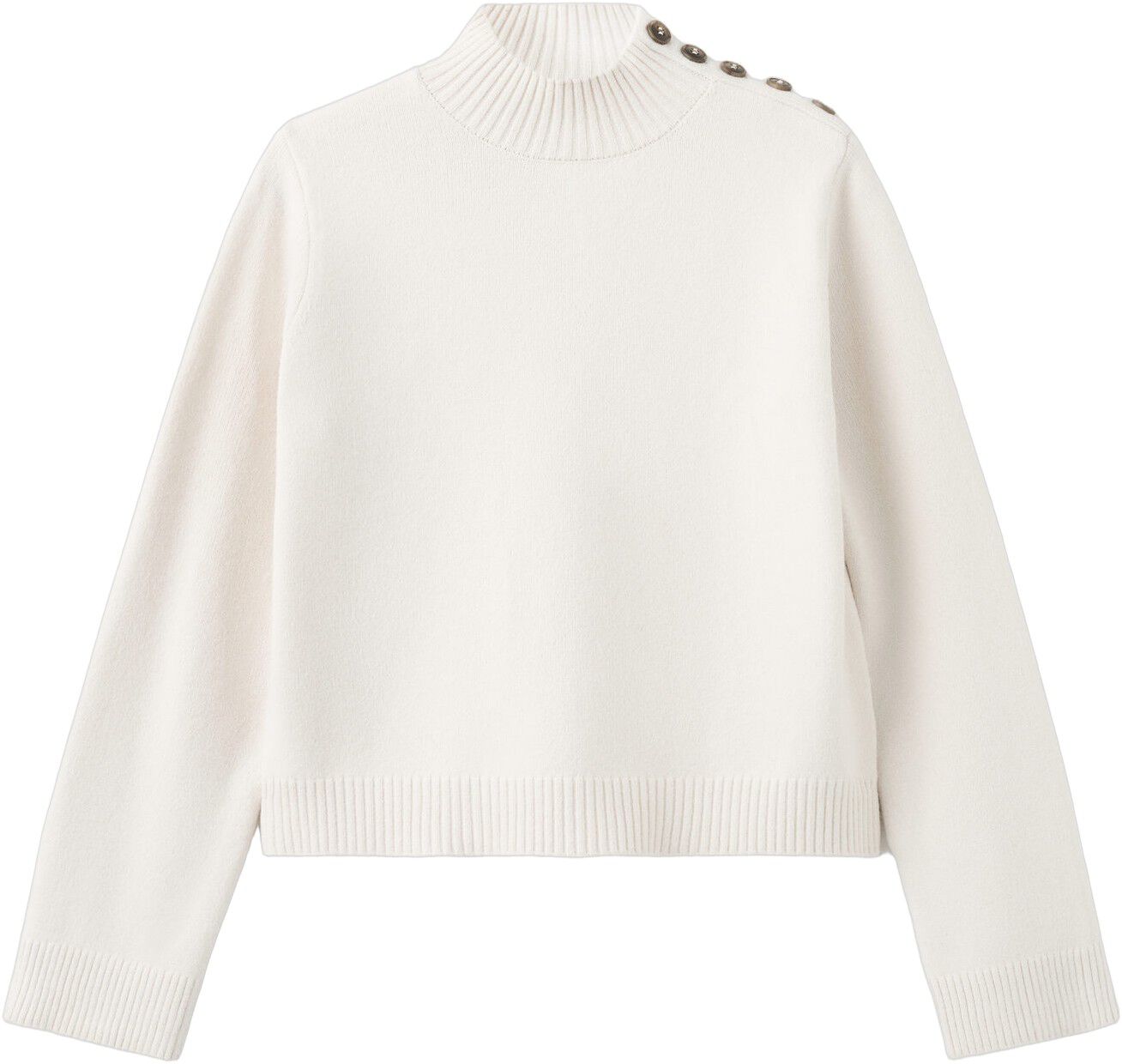 Perkins-neck sweater with button