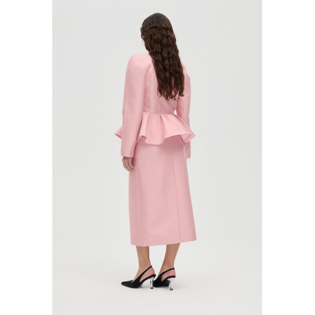 2562 Crepon, Peplum V Neck Jacket