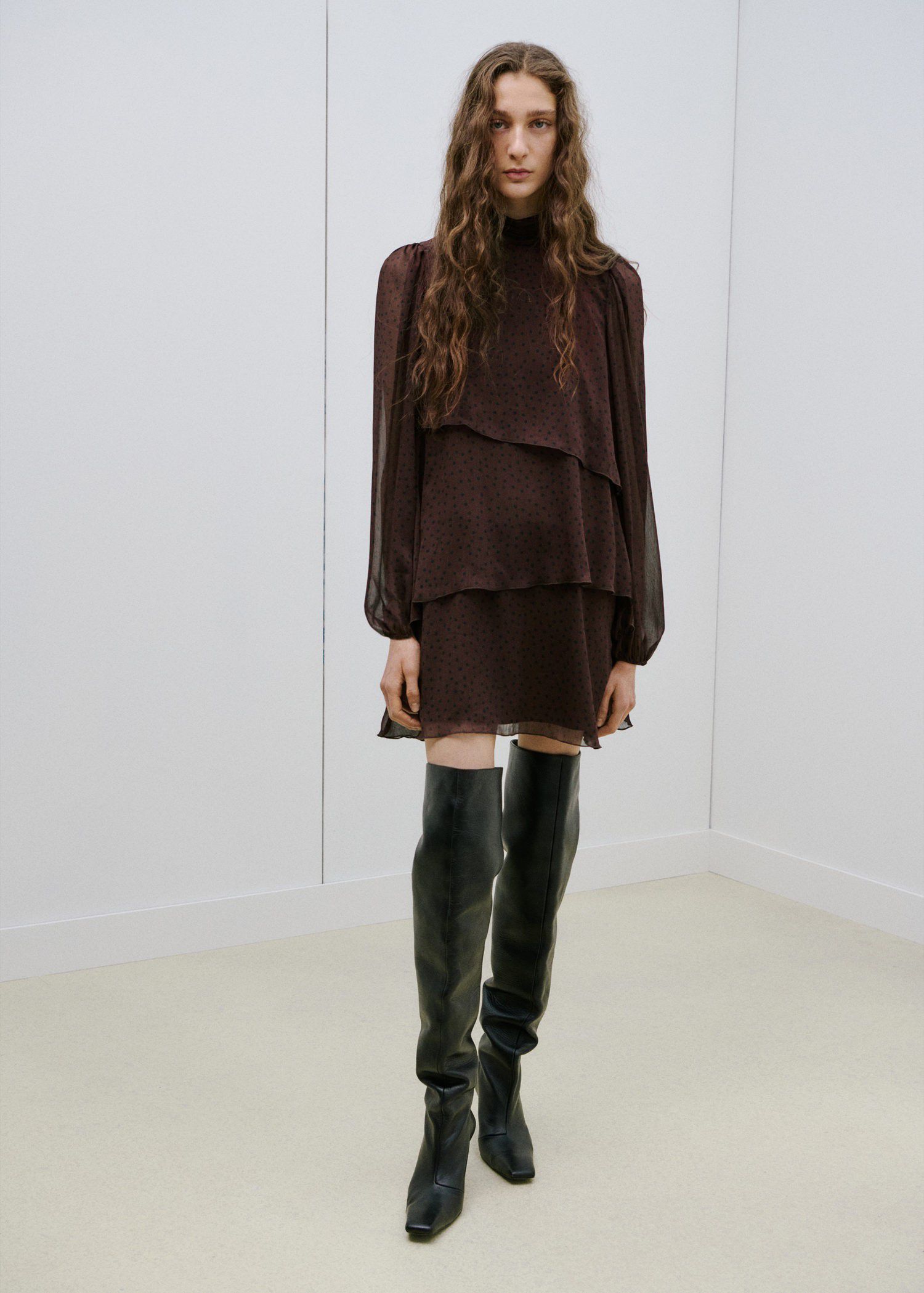 Polka-dot dress with ruffles