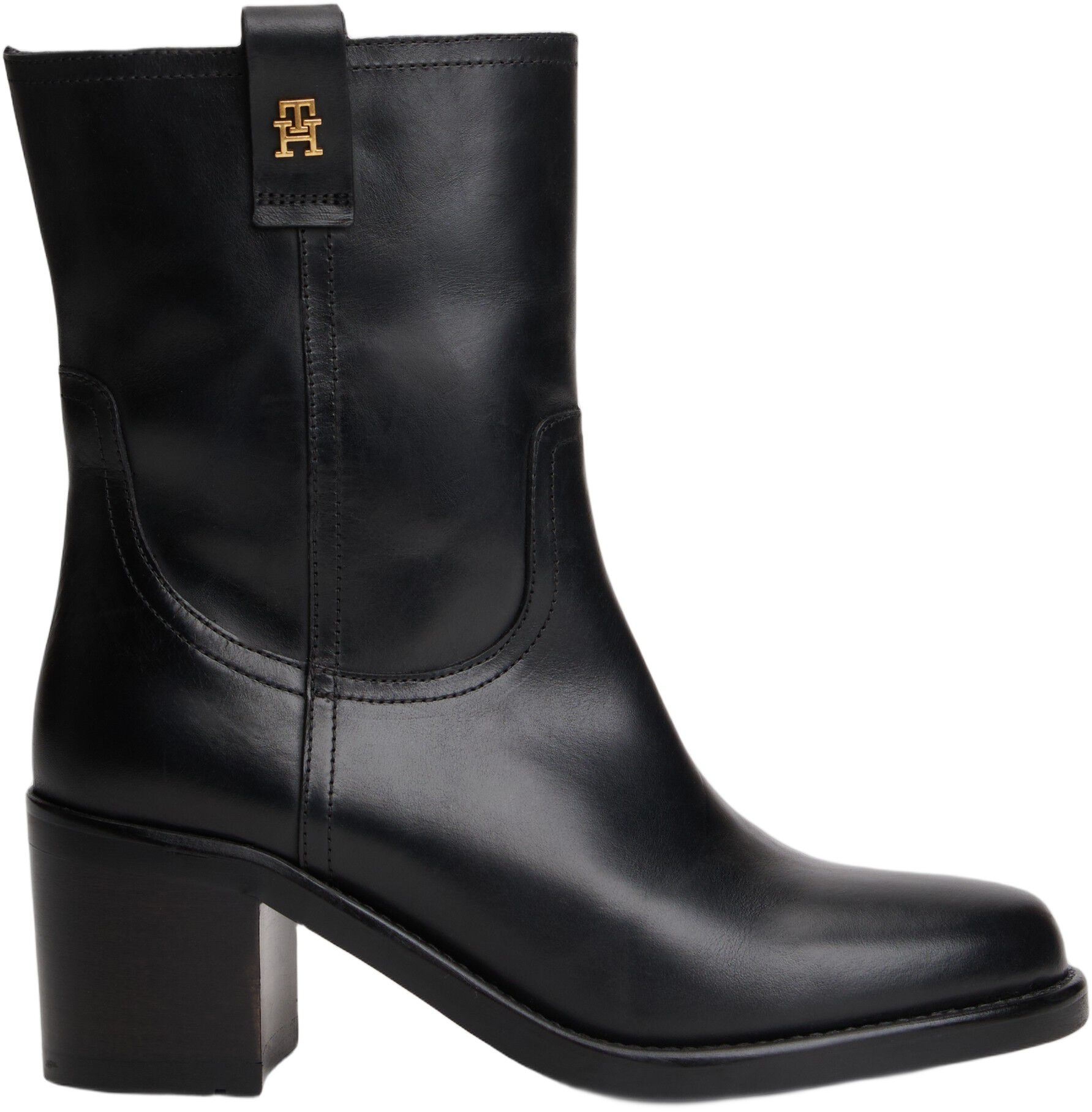 RIDING LTHR MID BOOT BLOCK HEEL