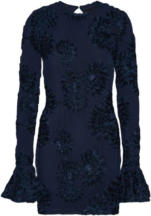 FLOWER MESH LS MINI DRESS