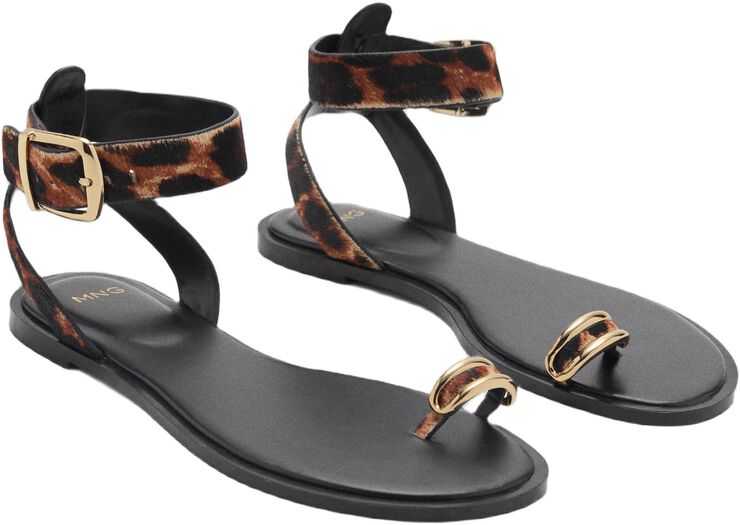 Animal-print leather sandals