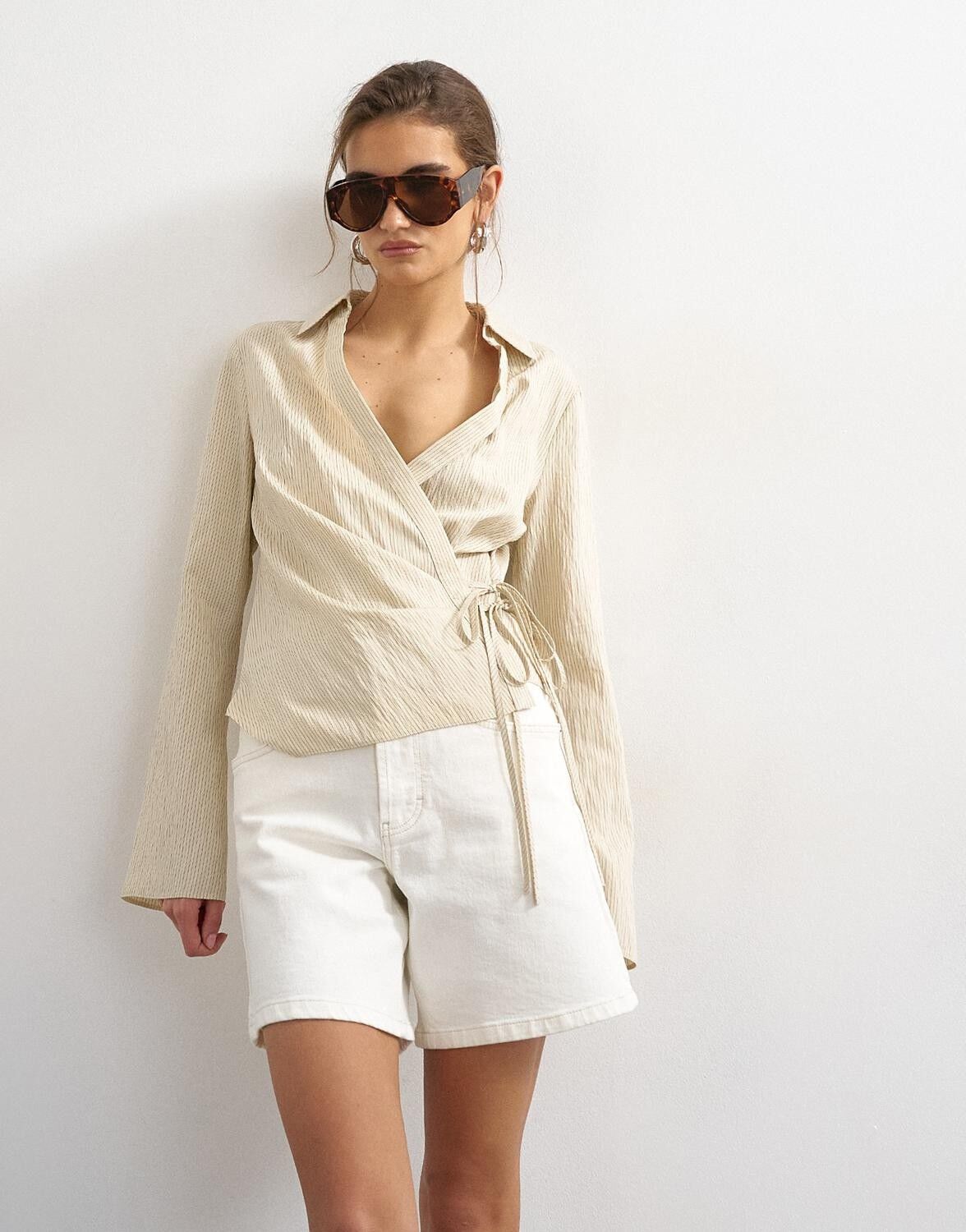 Tsvanessa Ls V-Neck Wrap Top Wvn