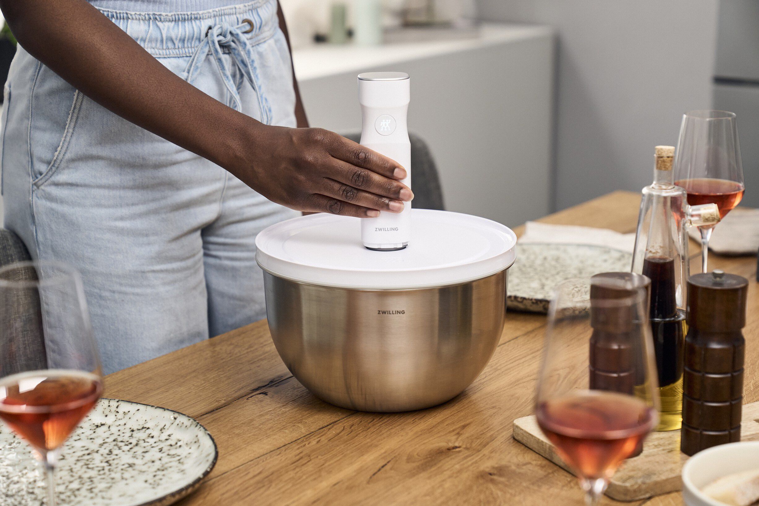 Fresh & Save BOWLS Vakuumsk&aring;l L / 26 cm, Rostfritt st&aring;l, Silver