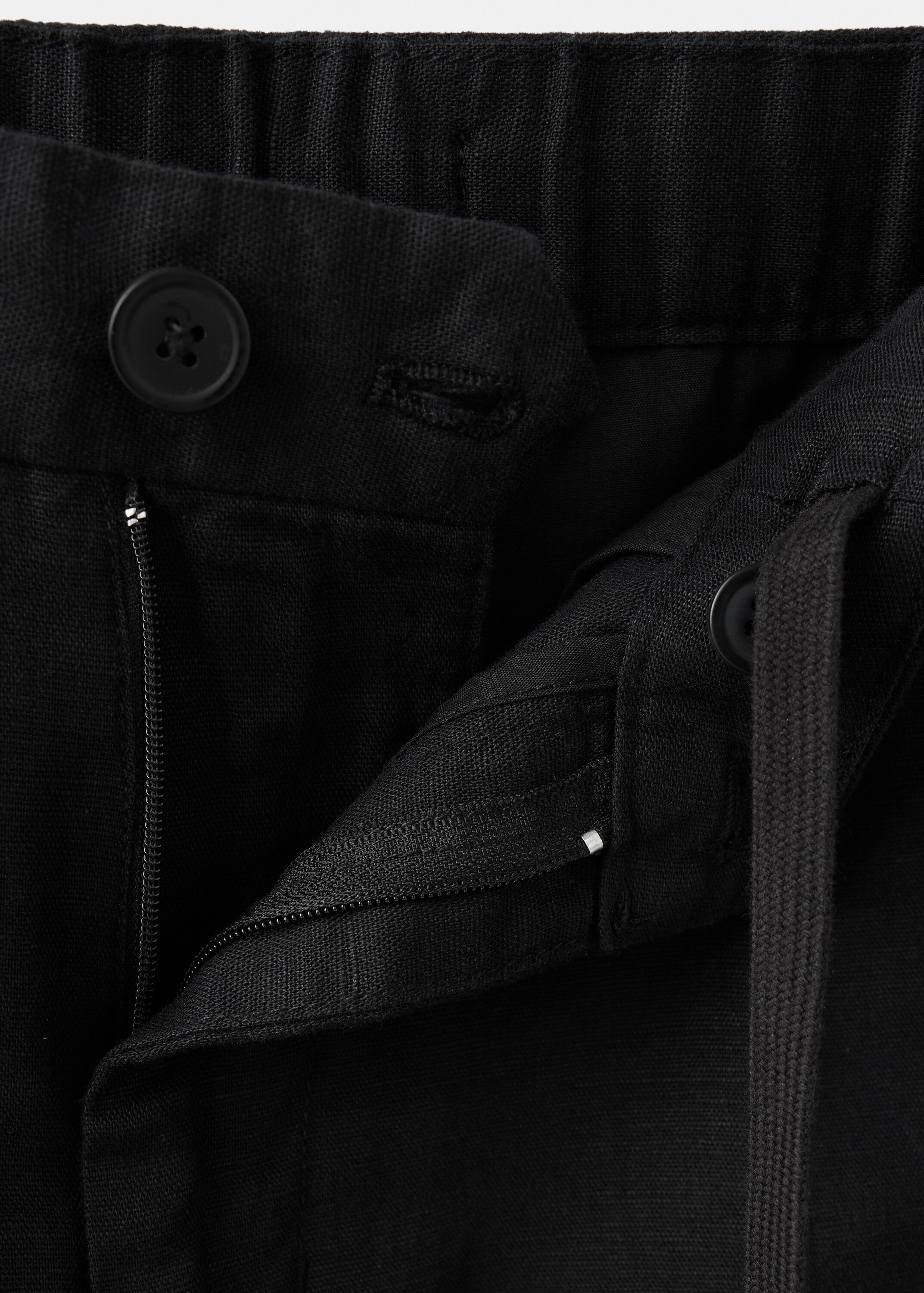Slim fit cropped linen-cotton trous