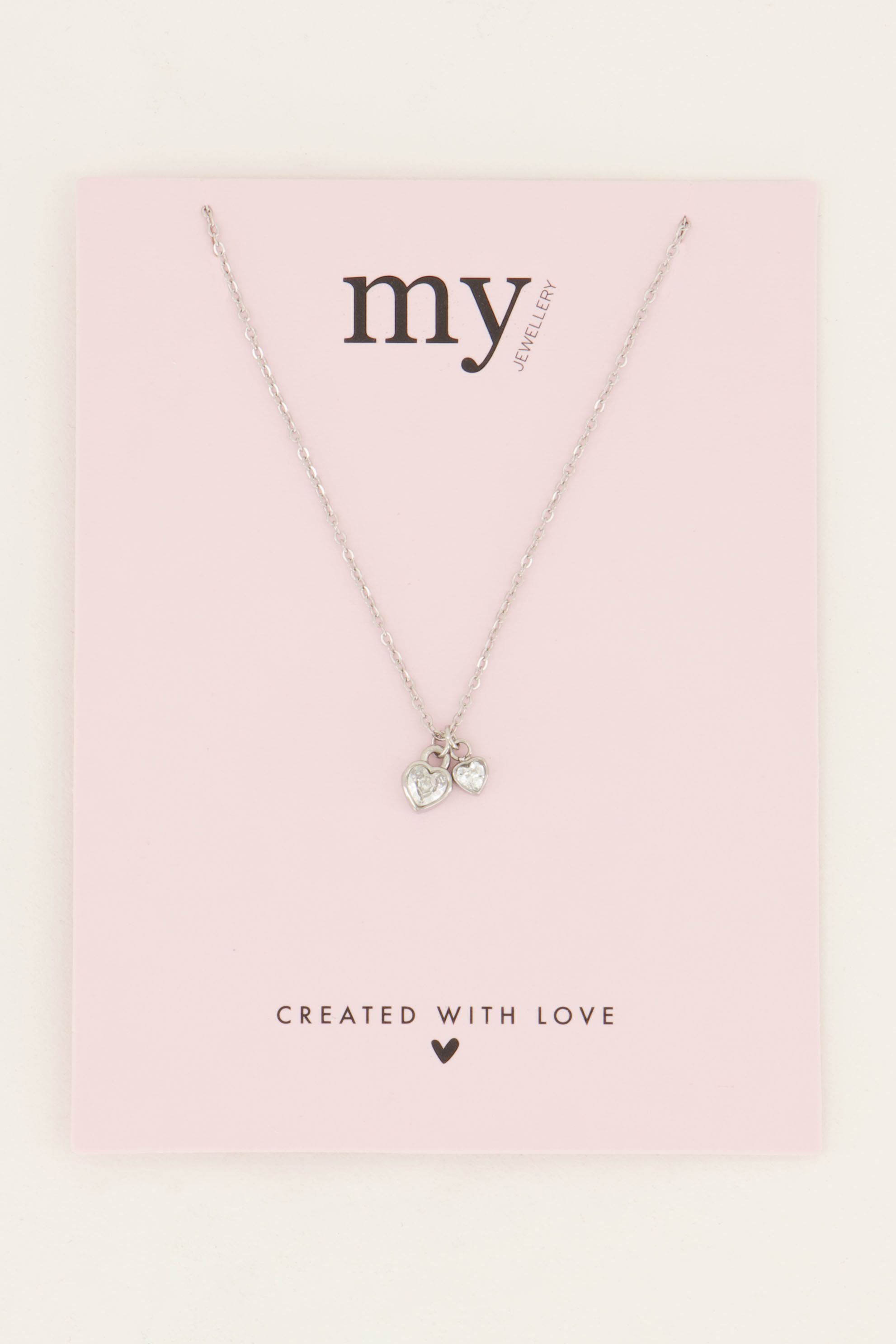 Two rhinestone heart necklace