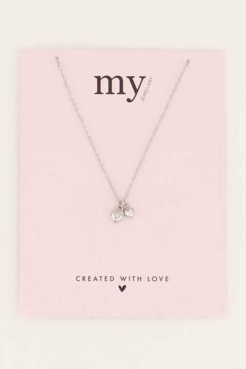 Two rhinestone heart necklace