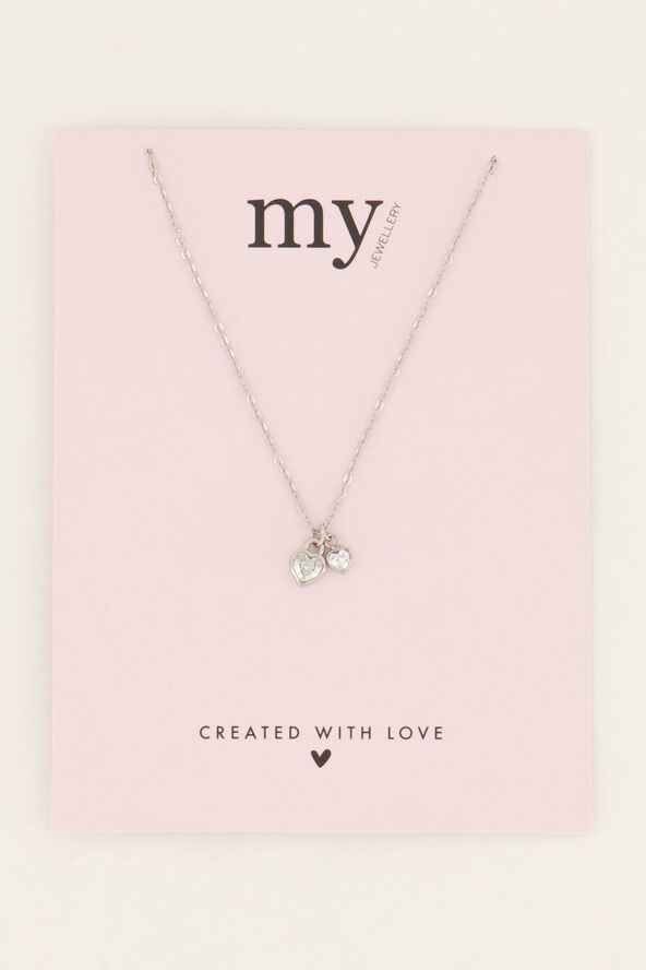 Two rhinestone heart necklace