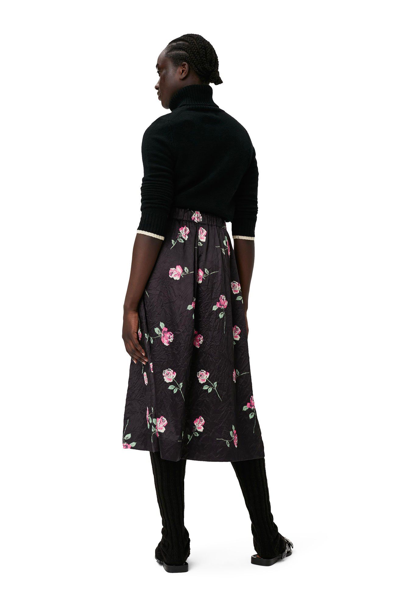 Crinkled Satin Elasticated Maxi Ski