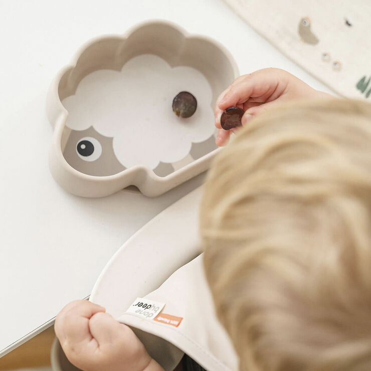 Silikone Stick & Stay skål Sheepy Sand