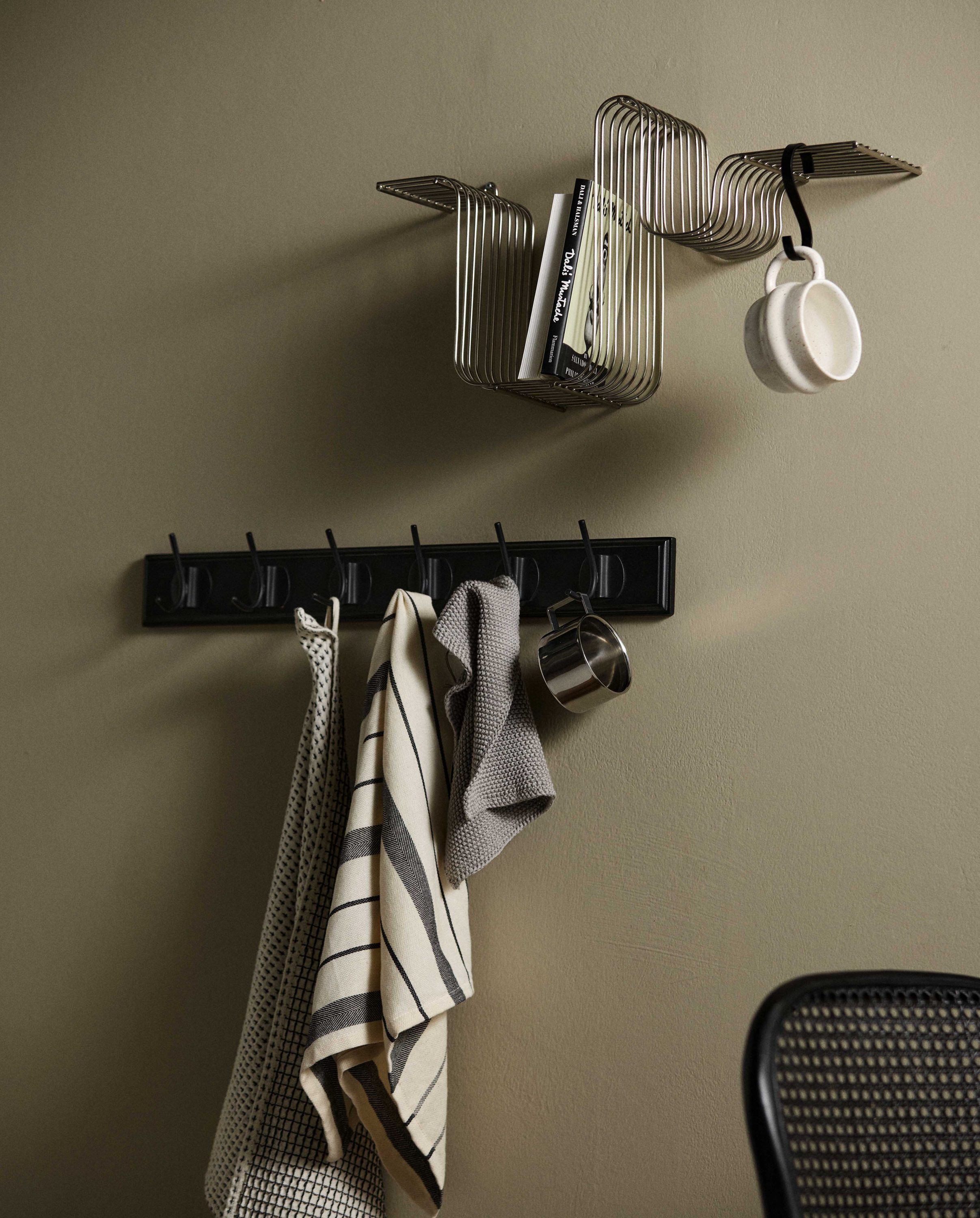 EDGY coat rack, 6 hooks - black w. black finish