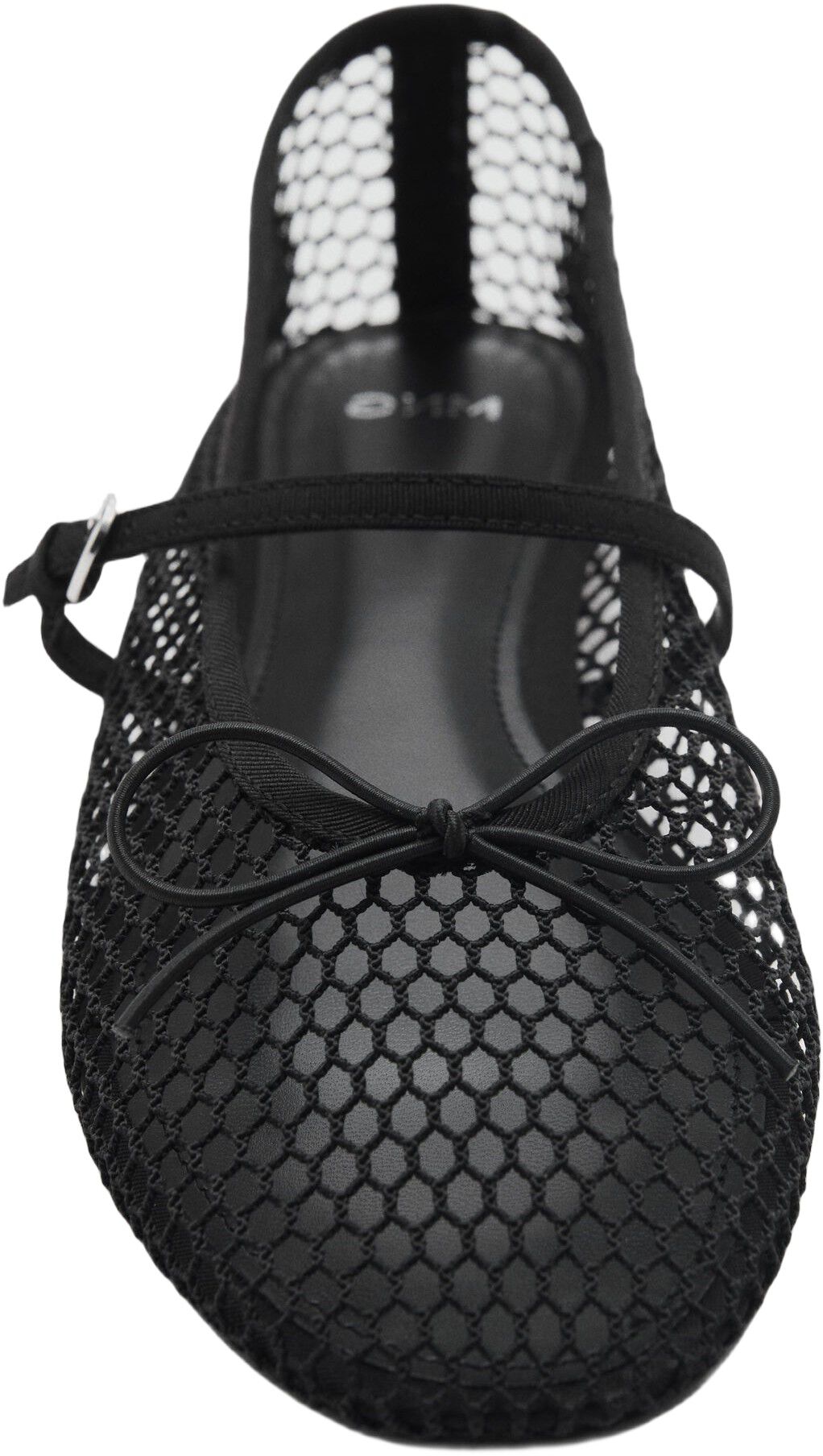 Mesh ballet flats with strap and bu