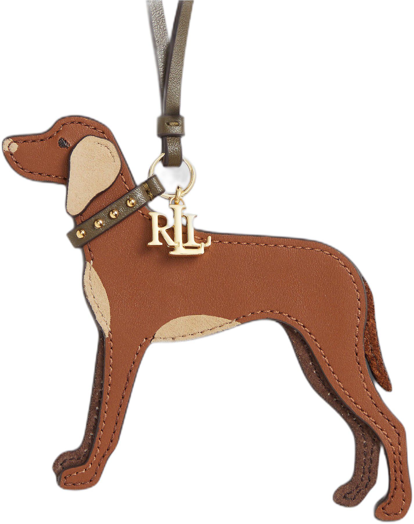 Suede-Trim Leather Vizsla Charm